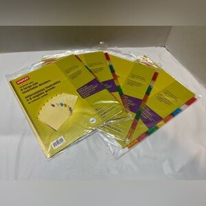 Staples Assorted Color 8 Large Tab Insertable Dividers Lot of 4 Packs (56 Total)